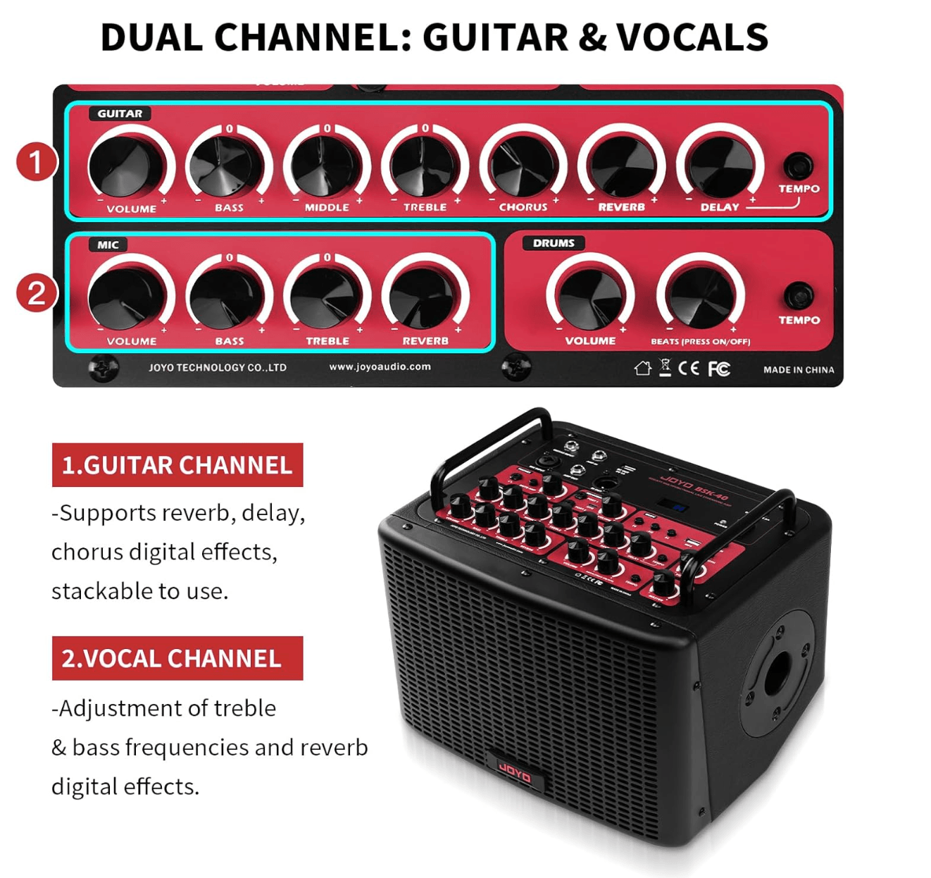 JOYO 40 Watt Acoustic Combo Amplifier BSK-40 review