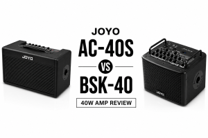 JOYO 40W amp review comparing the AC-40S and BSK-40 for busking, practice, and small acoustic gigs