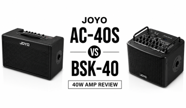 JOYO 40W amp review comparing the AC-40S and BSK-40 for busking, practice, and small acoustic gigs